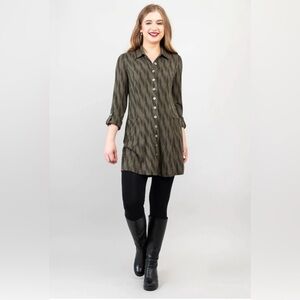 Blue Sky Clothing Co Charlie Tunic, Cedar Forest, Bamboo. Size Medium